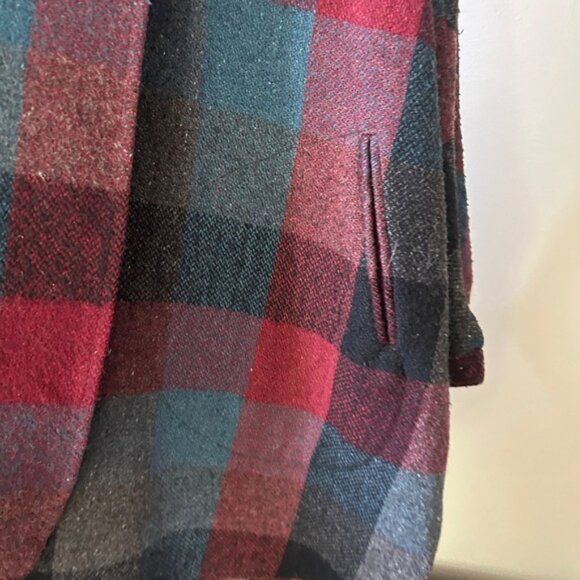 Plaid Wool Blend Batwing Cape Coat - Picture 4 of 6